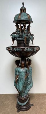 Casa Padrino Luxus Jugendstil Bronze Springbrunnen Bronzefarben / Türkis Ø 81 x H. 23