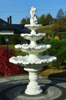 Casa Padrino Jugendstil Springbrunnen Junge mit Fisch Weiß Ø 135 x H. 230 cm - Prunkv