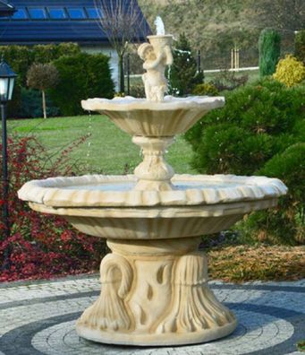 Casa Padrino Jugendstil Springbrunnen Sandfarben Ø 155 x H. 187 cm - Prunkvoller Gart