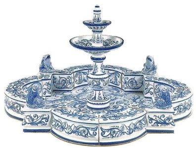 Casa Padrino Luxus Jugendstil Springbrunnen Weiß / Blau 131 x 131 x H. 72 cm - Handge