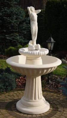 Casa Padrino Jugendstil Springbrunnen Dame Weiß Ø 92 x H. 172 cm - Prunkvoller Garten