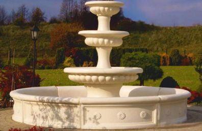 Casa Padrino Barock Garten Deko Springbrunnen Sandfarben Ø 255 x H. 171 cm - Prunkvol