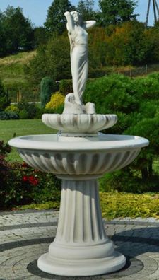 Casa Padrino Jugendstil Springbrunnen Dame Grau Ø 92 x H. 172 cm - Prunkvoller Garten
