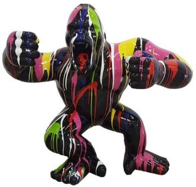 Casa Padrino Designer Deko Skulptur Gorilla Affe Schwarz / Mehrfarbig 125 x 60 x H. 1