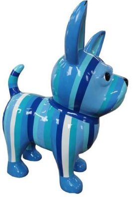 Casa Padrino Designer Dekofigur Chihuahua Hund Blau / Weiß H. 55 cm - Wetterbeständig