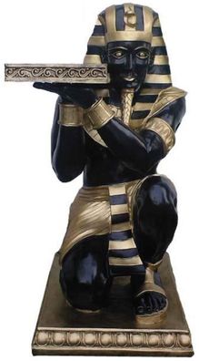 Casa Padrino Deko Skulptur Ägyptischer Pharao Schwarz / Gold 42 x 54 x H. 90 cm - Wet