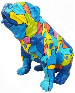Casa Padrino Designer Dekofigur Hund Bulldogge Blau / Mehrfarbig 67 x H. 70 cm - Wett