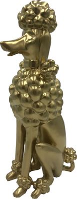 Casa Padrino Dekofigur Pudel Hund Gold H. 63 cm - Wetterbeständige Deko Skulptur - Wo