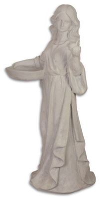 Casa Padrino Figur / Skulptur Dame mit Vogelbad Weißgrau 45,5 x 45,3 x H. 96,2 cm - G