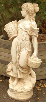 Casa Padrino Jugendstil Gartendeko Skulptur Mädchen mit Körben Sandfarben / Beige 50