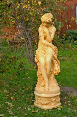 Casa Padrino Jugendstil Gartendeko Skulptur / Statue Mächen Antik Stil Creme - Steinf