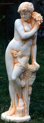 Große Casa Padrino Jugendstil Skulptur Frau mit Blume 40 x H 140 cm Antikstil Creme P