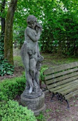 Große Casa Padrino Jugendstil Skulptur Frau mit Blume Antik Stil Grau 40 x H 140 cm A