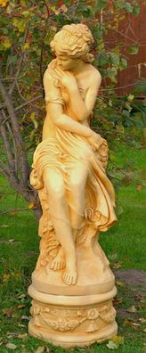 Casa Padrino Jugendstil Deko Skulptur Mädchen Antik Stil Creme H. 160 cm - Prunkvolle