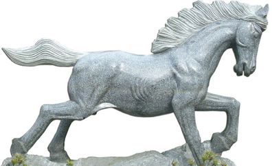 Casa Padrino Luxus Deko Stein Skulptur Pferd Grau 95 cm - Moderne Stein Figur - Dekof