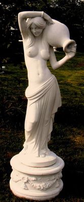Casa Padrino Jugendstil Wasserspeier Skulptur Frau mit Krug Weißgrau 44 x 33 x H. 120