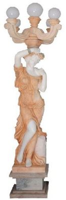 Casa Padrino Luxus Jugendstil Marmor Außenstehleuchte Skulptur Dame Weiß / Beige H. 2