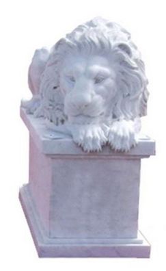 Casa Padrino Luxus Jugendstil Marmor Skulptur Löwe schaut nach rechts Weiß 150 cm - W