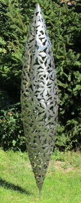 Casa Padrino Designer Edelstahl Garten Skulptur Zapfen Kegel Silber Ø 40 x H. 200 cm