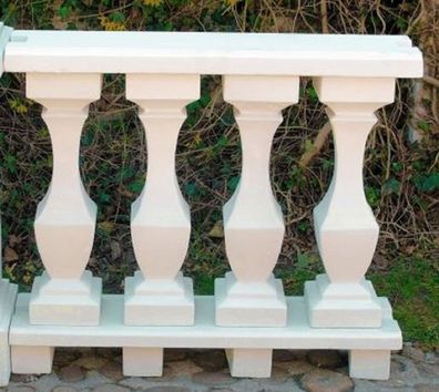 Casa Padrino Jugendstil Balustrade Weiß 100 x 25 x H. 86 cm - Massives Stein Geländer