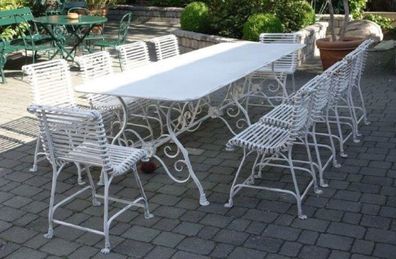 Casa Padrino Jugendstil Schmiedeeisen Garten Möbel Set Antik Weiß - 1 Garten Tisch &