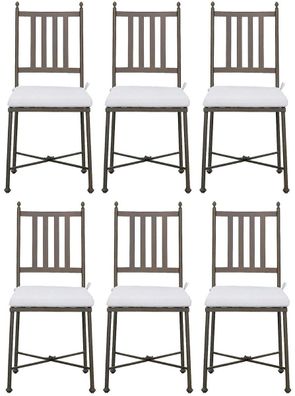 Casa Padrino Luxus Jugendstil Gartenstuhl Set mit Sitzkissen Braun / Weiß 42 x 45 x H