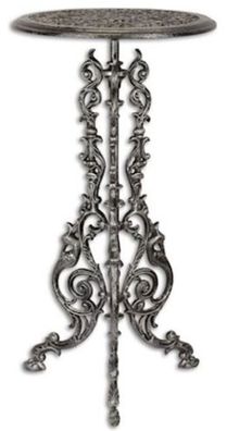Casa Padrino Jugendstil Beistelltisch Antik Silber H. 69 cm - Runder Gusseisen Blumen