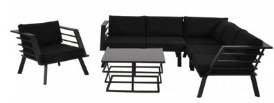 Casa Padrino Gartenmöbel Set mit Polsterung + Sessel + Tisch - Lounge Set
