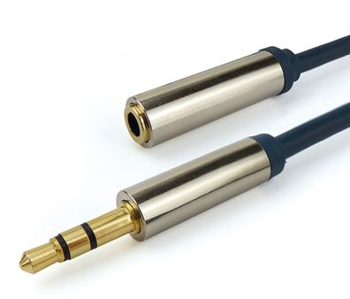 Klinken-Verlängerungskabel mit vergoldeten 3,5mm Armaturen / Stecker auf Buchse