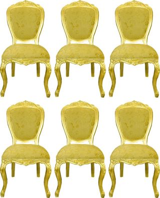 Pompöös by Casa Padrino Luxus Barock Esszimmerstühle Gold Bouquet Muster / Gold - Pom