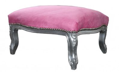 Casa Padrino Barock XXL Fußhocker Mod3 Rosa / Silber - Hocker - Antik Stil