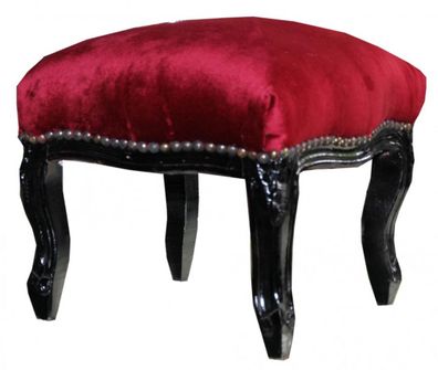 Casa Padrino Barock Fußhocker Bordeaux / Schwarz - Antik Stil Möbel - Hocker