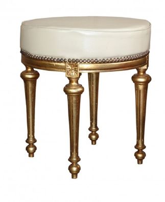 Casa Padrino Barock Sitzhocker / Rundhocker Creme / Gold