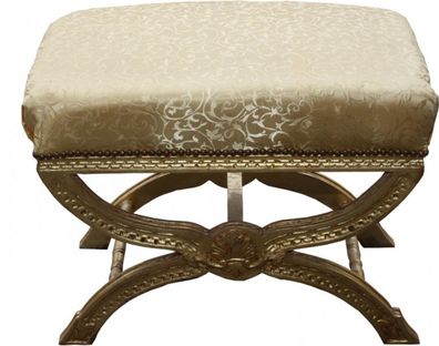 Casa Padrino Barock Sitzhocker / Kreuzhocker Gold Muster / Gold
