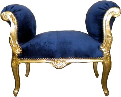 Casa Padrino Barock Schemel Hocker Royal Blau / Gold - Sitzbank
