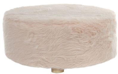 Casa Padrino Designer Fellhocker Rosa Ø 50 x H. 21 cm - Runder Hocker mit Kunstfell