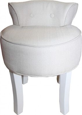 Casa Padrino Designer Hocker Boston Creme/ Weiss - Barock Schminktisch Stuhl