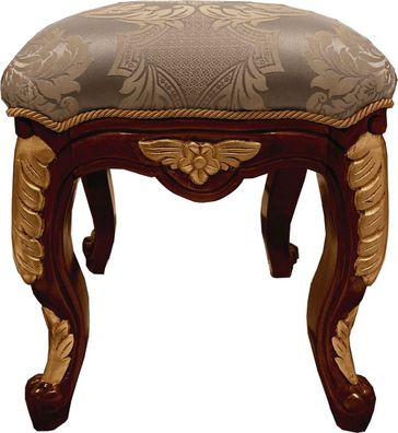 Pompöös by Casa Padrino Luxus Barock Sitzhocker Hellblau Muster / Braun / Gold - Pomp