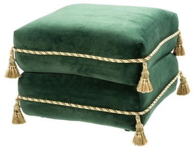 Casa Padrino Luxus Sitzhocker Dunkelgrün / Gold / Grün 57 x 57 x H. 42 cm - Edler Sam