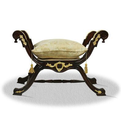 Casa Padrino Barock Sitzhocker Schwarz Gold - Luxus Kreuzhocker