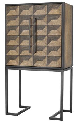 Casa Padrino Luxus Weinschrank mit 2 Türen Braun / Dunkelbraun / Schwarz 95 x 58 x H