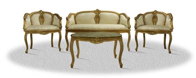 Casa Padrino Barock Salon Set mit Sitzbank 2 Stühlen und Tisch - Barock Hotel Möbel