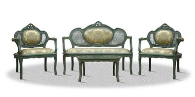 Casa Padrino Barock Salon Set mit Sitzbank 2 Stühlen und Tisch - Limited Edition
