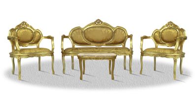 Casa Padrino Barock Salon Set Gold - Luxus Kollektion