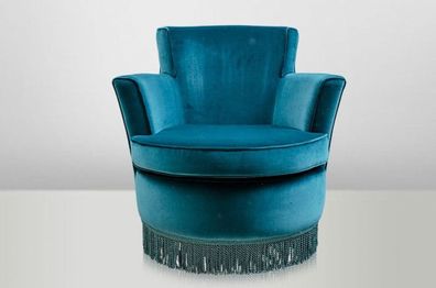Casa Padrino Luxus Art Deco Lounge Sessel Blau - Luxury Collection - Jugendstil - Bel