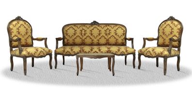 Casa Padrino Barock Salon Set mit Sitzbank 2 Stühlen und Tisch - Antik Stil