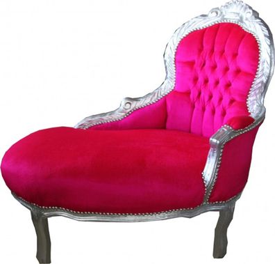 Casa Padrino Barock Kinder Chaiselongue Pink / Silber Mod2 - Barock Möbel