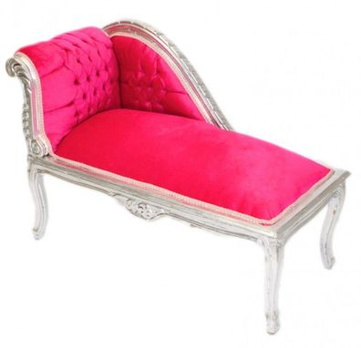 Casa Padrino Barock Kinder Chaiselongue Pink / Silber Mod2 - Tron Barock Möbel