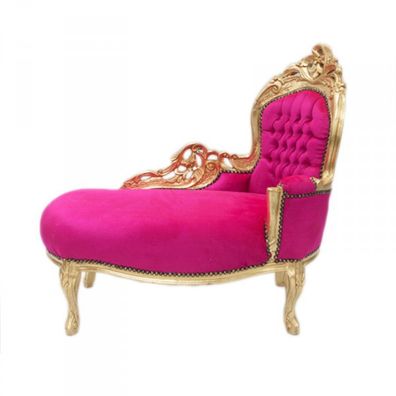 Casa Padrino Barock Kinder Chaiselongue Pink/ Gold - Kindermöbel