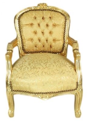 Casa Padrino Barock Kinder Stuhl Gold Muster / Gold - Armlehnstuhl - Antik Stil Möbel